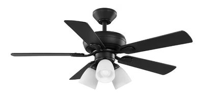 Hampton Bay Riley 52149 44 in. Indoor LED Matte Black Downrod Ceiling Fan