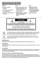 Mitsubishi HSU748 VCR Operating Manual