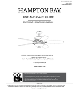 Hampton Bay 50279 52-RMGII (16 pages) Ceiling Fan Operating Manual