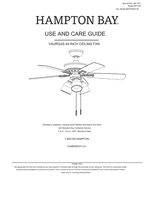 Hampton Bay HAMPTON BAY VAURGAS 77144 (32 pages) Ceiling Fan Operating Manual